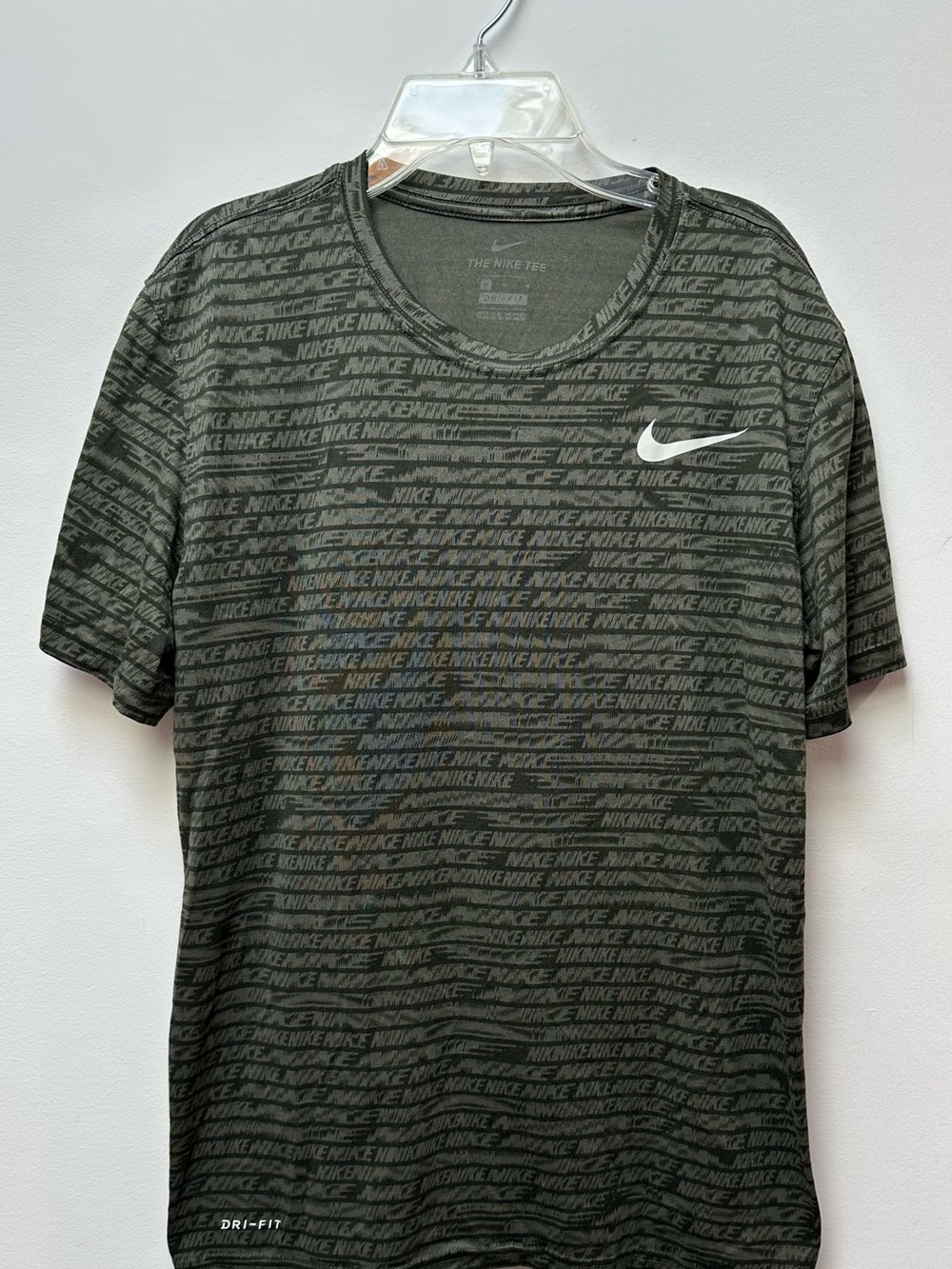 Nike Men's Olive Green Dri-FIT Logo T-Shirt Size M